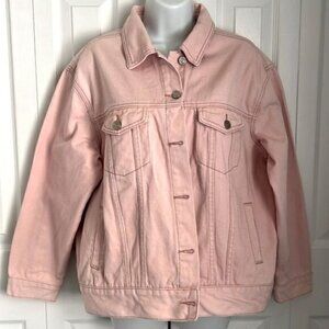 Missguided Blush Pink Oversized Denim Jacket Size 8